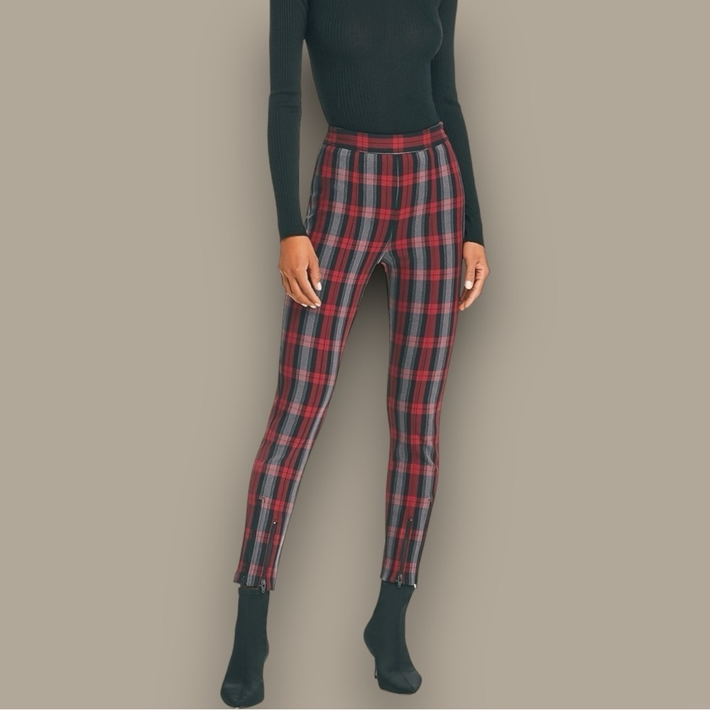 NWT T By Alexander Wang Pre-Fall 18 ‘Plaid Skinny Pants’ in “Maroon Red” Size 2